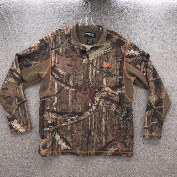 Mossy Oak Break-Up Infinity Mens Green Camo Outdoors Half Zip Jacket Shirt Large - Picture 1 of 16